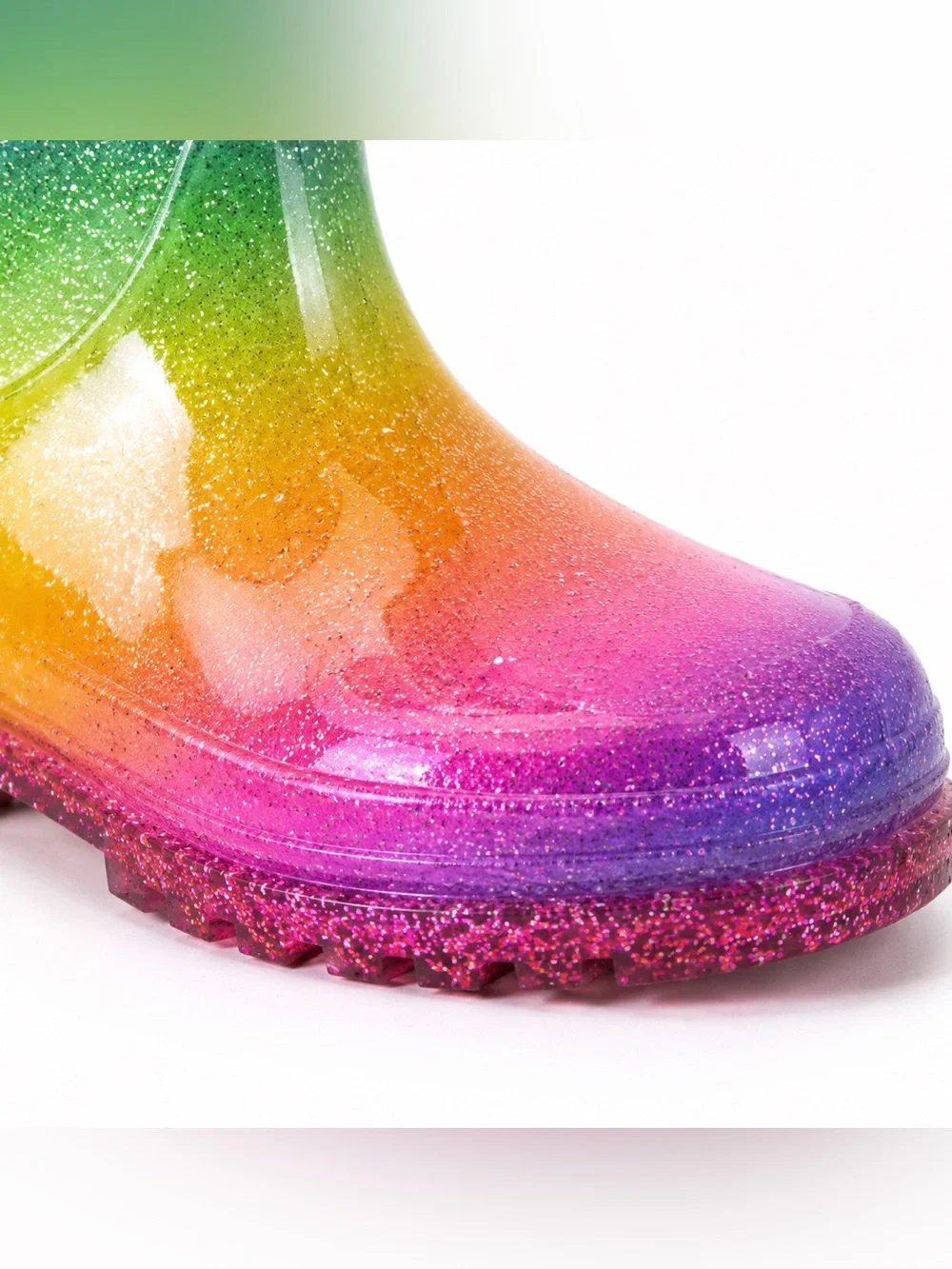 Western Chief Rainbow Sparkle Ombre Glitter Light-Up Fur-Lined Rain Boots Kids 7